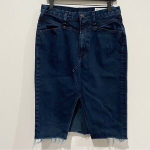 RAG & BONE Vintage High-Rise Midi Denim Skirt Raw Hem Modest Size 29